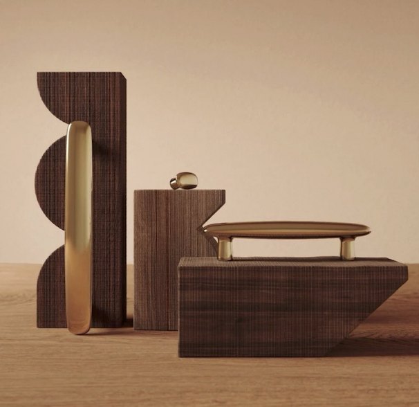 Sculptural brass hardware